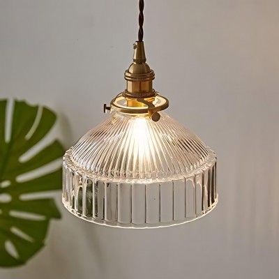 Zyrion Retro Ribbed Clear Glass Pendant Light Zyrion Retro Ribbed Clear Glass Pendant Light