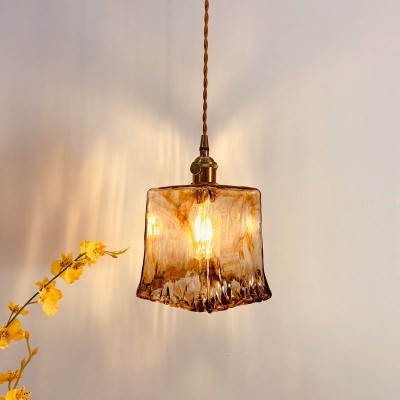 Cyralix Brass Coffee Water Ripple Glass Pendant Light Cyralix Brass Coffee Water Ripple Glass Pendant Light