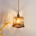 Cyralix Brass Coffee Water Ripple Glass Pendant Light