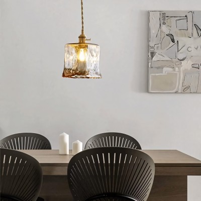 Cyralix Brass Coffee Water Ripple Glass Pendant Light Cyralix Brass Coffee Water Ripple Glass Pendant Light