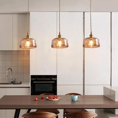 Cyralix Brass Coffee Water Ripple Glass Pendant Light Cyralix Brass Coffee Water Ripple Glass Pendant Light