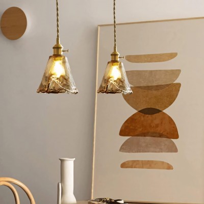 Cyralix Brass Coffee Water Ripple Glass Pendant Light Cyralix Brass Coffee Water Ripple Glass Pendant Light