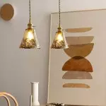 Cyralix Brass Coffee Water Ripple Glass Pendant Light