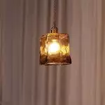 Cyralix Brass Coffee Water Ripple Glass Pendant Light