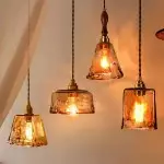 Olyx Amber Textured Glass Pot Lid Pendant Light