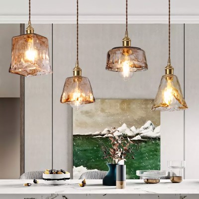 Cyralix Brass Coffee Water Ripple Glass Pendant Light Cyralix Brass Coffee Water Ripple Glass Pendant Light