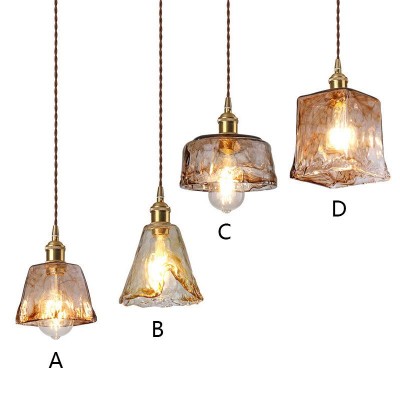 Cyralix Brass Coffee Water Ripple Glass Pendant Light Cyralix Brass Coffee Water Ripple Glass Pendant Light