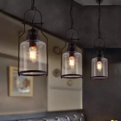 Eryxis Industrial Vintage Iron Glass Jar Pendant Light Eryxis Industrial Vintage Iron Glass Jar Pendant Light