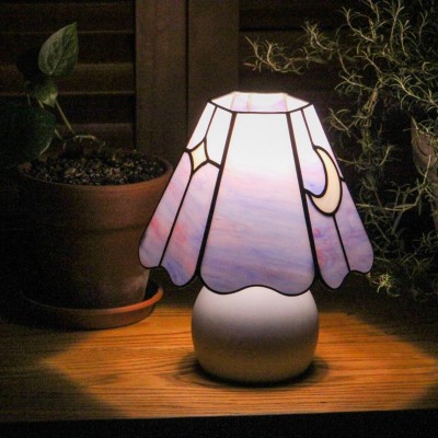 Eirwen Mini Tiffany Moon Bedside Lamp Eirwen Mini Tiffany Moon Bedside Lamp