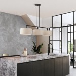 Glythar Black 3 Light White Fibric Drum Shades Linear Chandelier