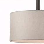 Glythar Black 3 Light White Fibric Drum Shades Linear Chandelier