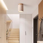 Hyrion Mini Wood And Stone Cylinder Ceiling Light