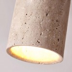 Hyrion Mini Wood And Stone Cylinder Ceiling Light