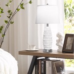 Xylia White Curvy Wave-Textured Ceramic Table Lamp Xylia White Curvy Wave-Textured Ceramic Table Lamp