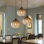 Klython 3 Light Brown Ribbed Glass Cluster Pendant Light