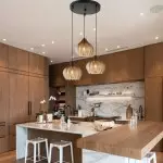 Klython 3 Light Brown Ribbed Glass Cluster Pendant Light