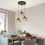 Klython 3 Light Brown Ribbed Glass Cluster Pendant Light