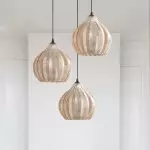 Klython 3 Light Brown Ribbed Glass Cluster Pendant Light