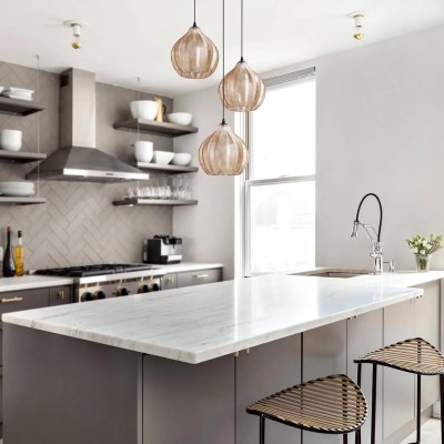 Klython 3 Light Brown Ribbed Glass Cluster Pendant Light Klython 3 Light Brown Ribbed Glass Cluster Pendant Light