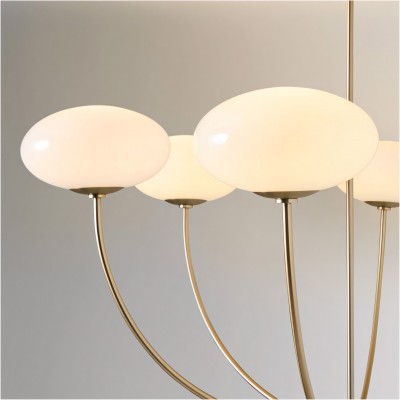 Lytharix Gold 6 Light White Glass Globe Chandelier Lytharix Gold 6 Light White Glass Globe Chandelier