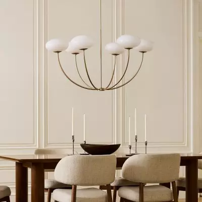 Lytharix Gold 6 Light White Glass Globe Chandelier Lytharix Gold 6 Light White Glass Globe Chandelier