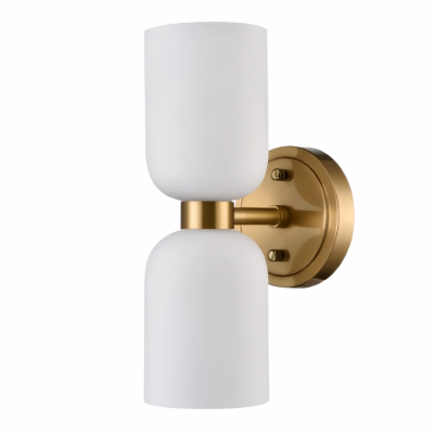 Mynith Milky Glass Tube Up Down Vanity Wall Sconce Mynith Milky Glass Tube Up Down Vanity Wall Sconce