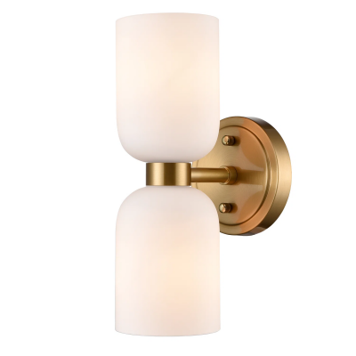 Mynith Milky Glass Tube Up Down Vanity Wall Sconce Mynith Milky Glass Tube Up Down Vanity Wall Sconce