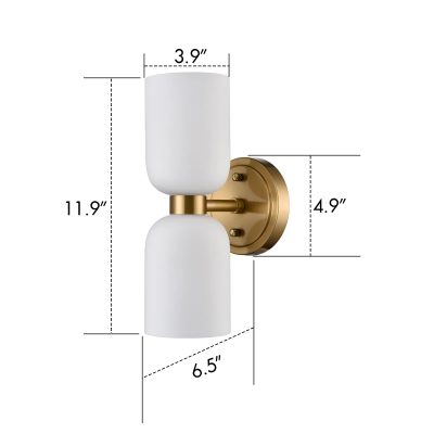 Mynith Milky Glass Tube Up Down Vanity Wall Sconce Mynith Milky Glass Tube Up Down Vanity Wall Sconce