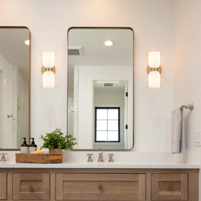 Mynith Milky Glass Tube Up Down Vanity Wall Sconce Mynith Milky Glass Tube Up Down Vanity Wall Sconce