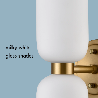 Mynith Milky Glass Tube Up Down Vanity Wall Sconce Mynith Milky Glass Tube Up Down Vanity Wall Sconce