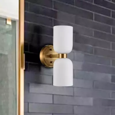 Mynith Milky Glass Tube Up Down Vanity Wall Sconce Mynith Milky Glass Tube Up Down Vanity Wall Sconce