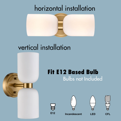 Mynith Milky Glass Tube Up Down Vanity Wall Sconce Mynith Milky Glass Tube Up Down Vanity Wall Sconce