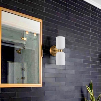 Mynith Milky Glass Tube Up Down Vanity Wall Sconce Mynith Milky Glass Tube Up Down Vanity Wall Sconce