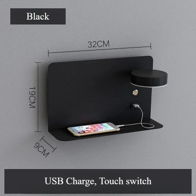 Nexar Aluminum Led Swivel Sconce With Shelf And Charging Function Nexar Aluminum Led Swivel Sconce With Shelf And Charging Function