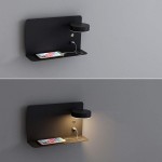 Nexar Aluminum Led Swivel Sconce With Shelf And Charging Function