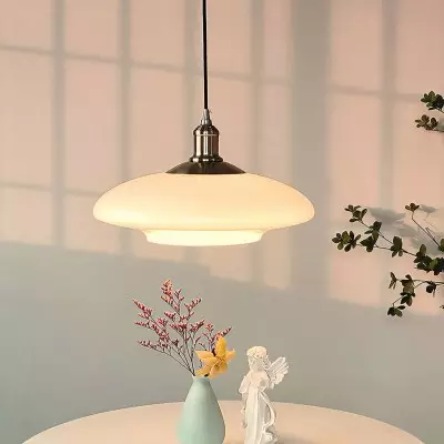 Worath Modern UFO Milk Glass Pendant Light Worath Modern UFO Milk Glass Pendant Light