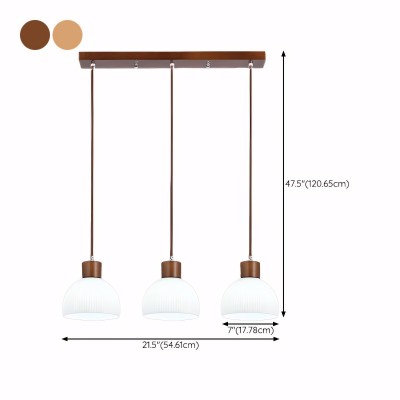 Tyrionth Wood Base 3 Light White Ribbed Glass Shade Pendant Light Tyrionth Wood Base 3 Light White Ribbed Glass Shade Pendant Light