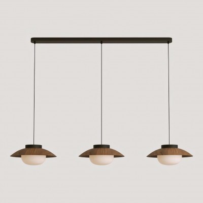 Uthar 3 Light Led Wood Color Round Pendant Light