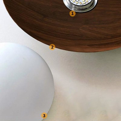 Uthar 3 Light Led Wood Color Round Pendant Light