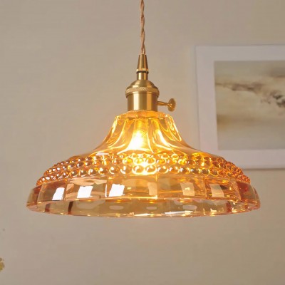 Olyx Amber Textured Glass Pot Lid Pendant Light Olyx Amber Textured Glass Pot Lid Pendant Light