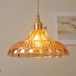 Olyx Amber Textured Glass Pot Lid Pendant Light
