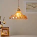 Olyx Amber Textured Glass Pot Lid Pendant Light