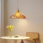 Olyx Amber Textured Glass Pot Lid Pendant Light