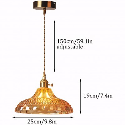 Olyx Amber Textured Glass Pot Lid Pendant Light Olyx Amber Textured Glass Pot Lid Pendant Light