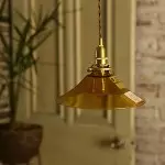 Vythar Retro Brass Cone Amber Glass Pendant Light