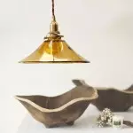 Vythar Retro Brass Cone Amber Glass Pendant Light