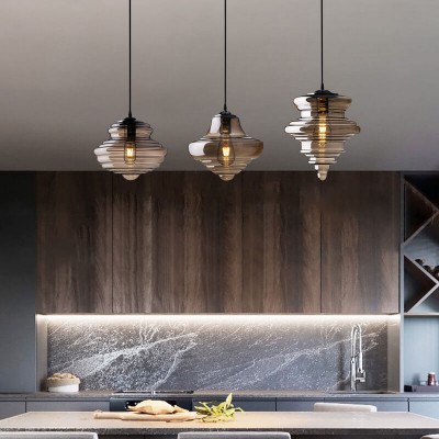 Helix Modern Glass Spool Pendant Light Helix Modern Glass Spool Pendant Light