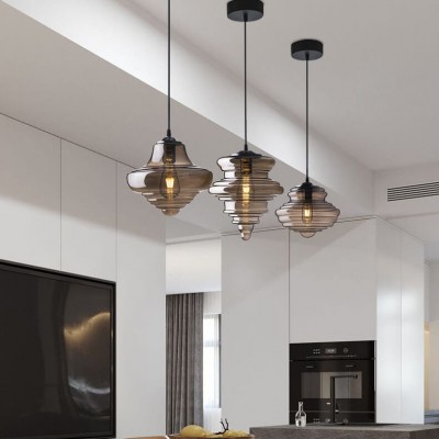 Helix Modern Glass Spool Pendant Light Helix Modern Glass Spool Pendant Light