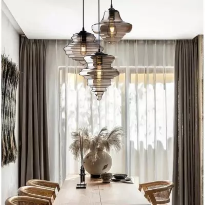 Helix Modern Glass Spool Pendant Light Helix Modern Glass Spool Pendant Light