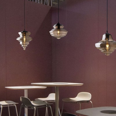 Helix Modern Glass Spool Pendant Light Helix Modern Glass Spool Pendant Light